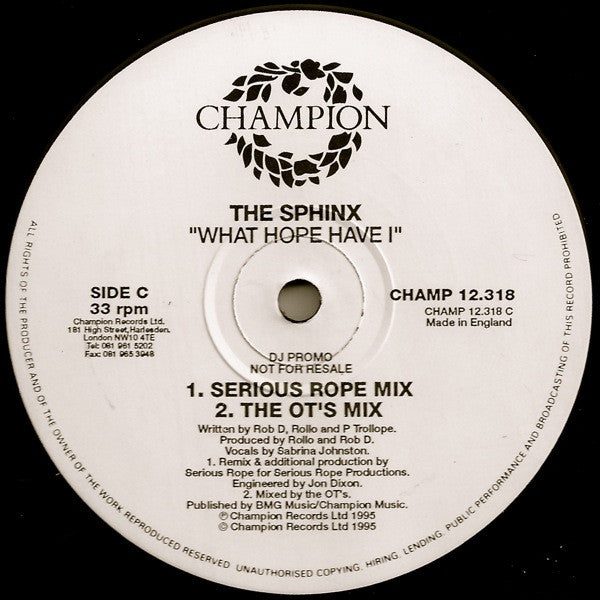 The Sphinx* : What Hope Have I (2x12", Promo)