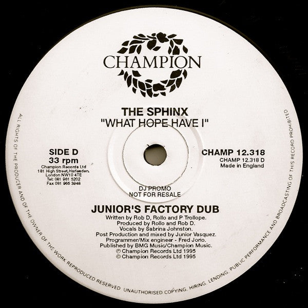 The Sphinx* : What Hope Have I (2x12", Promo)