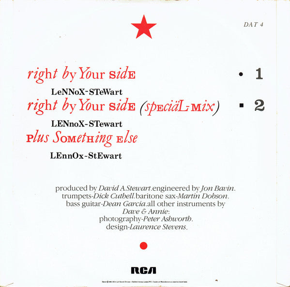 Eurythmics : Right By Your Side (12", Single, SW )