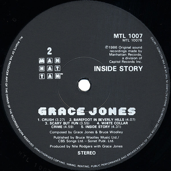 Grace Jones : Inside Story (LP, Album)
