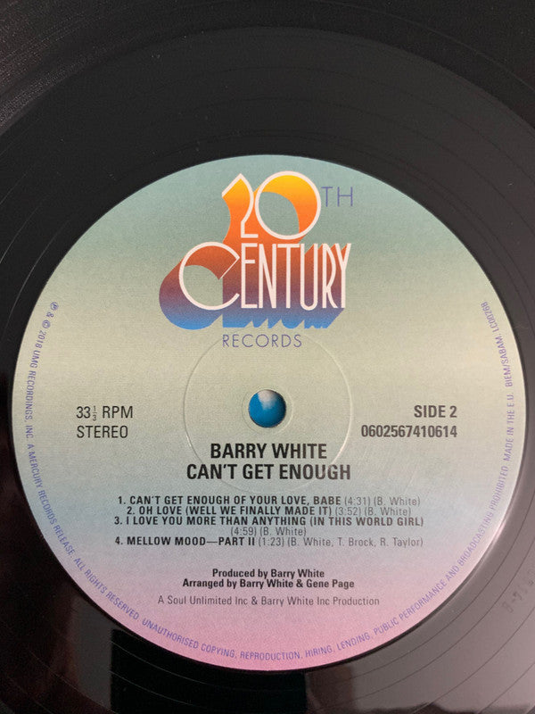 Barry White : Can't Get Enough (LP, Album, RE)