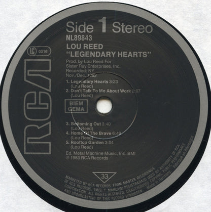 Lou Reed : Legendary Hearts (LP, Album)