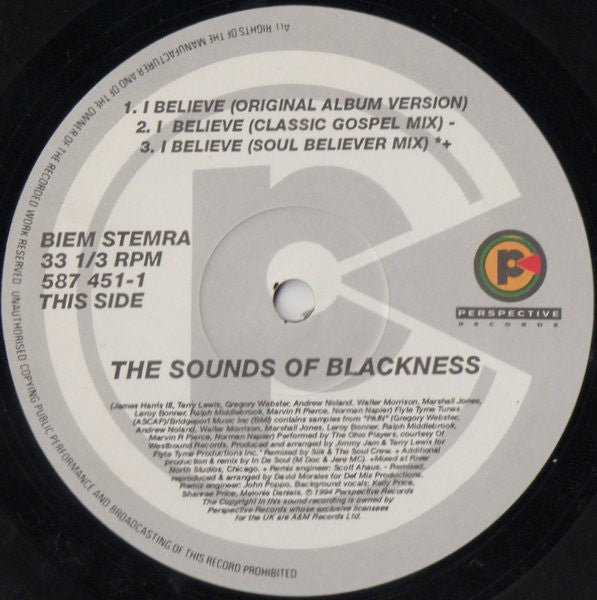 Sounds Of Blackness : I Believe (12", Single)