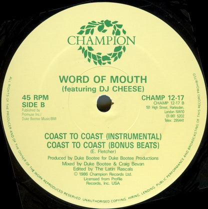 Word Of Mouth (2) Featuring DJ Cheese : Coast To Coast (12")