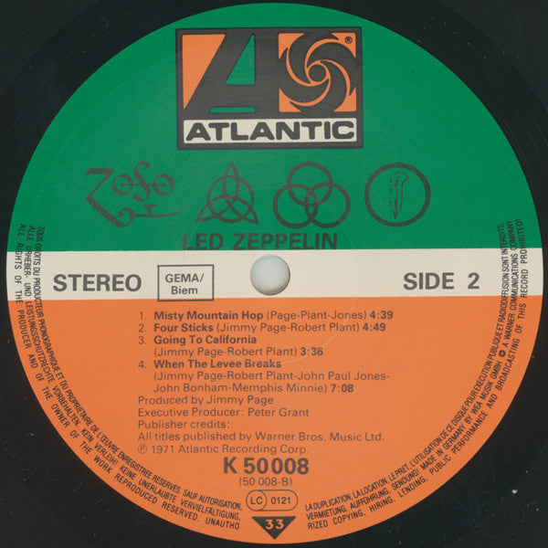Led Zeppelin : Untitled (LP, Album, RE, Gat)