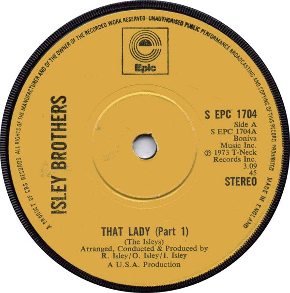 Isley Brothers* : That Lady (7", Single, Sol)