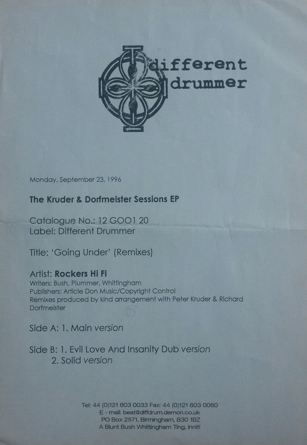 Rockers Hi-Fi : Going Under (The Kruder & Dorfmeister Sessions EP) (12", EP, Promo, W/Lbl)