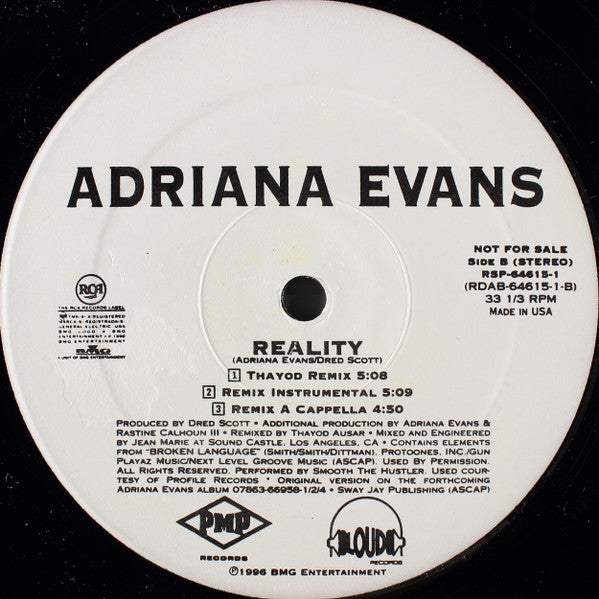Adriana Evans : Reality (12", Promo)
