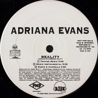 Adriana Evans : Reality (12", Promo)