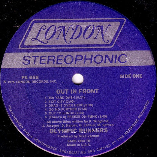Olympic Runners : Out In Front (LP, Album)