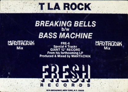 T La Rock : Breaking Bells / Bass Machine (12", Single)