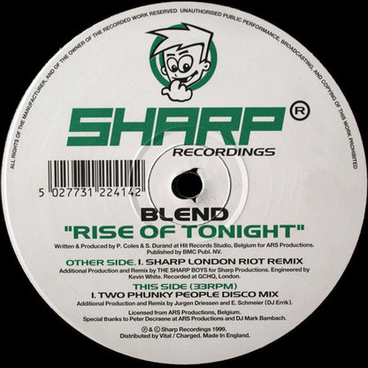 Blend (3) : Rise Of Tonight (12")