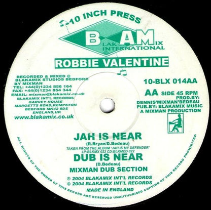 Rod Taylor / Robbie Valentine : Like An Angel / Jah Is Near (10")