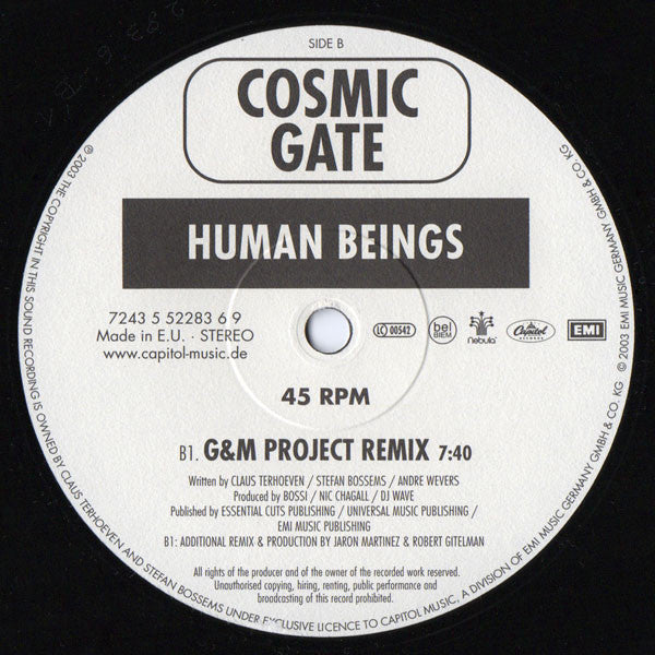 Cosmic Gate : Human Beings (12")