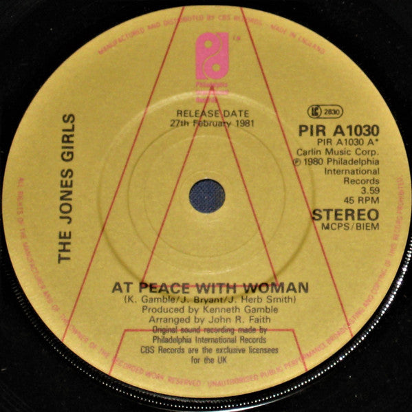 The Jones Girls : At Peace With Woman (7", Promo)