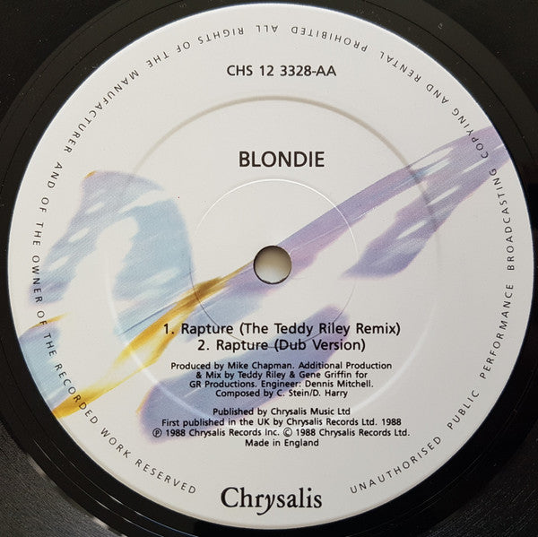 Blondie : Denis (The '88 Remix) / Rapture (The Teddy Riley Remix) (12", Single)