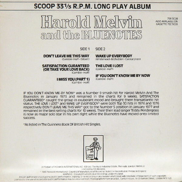 Harold Melvin And The Blue Notes : Harold Melvin And The Bluenotes (7", Album, Comp)