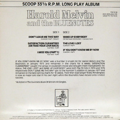 Harold Melvin And The Blue Notes : Harold Melvin And The Bluenotes (7", Album, Comp)