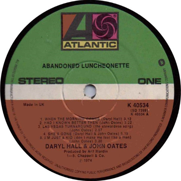 Daryl Hall & John Oates : Abandoned Luncheonette (LP, Album)
