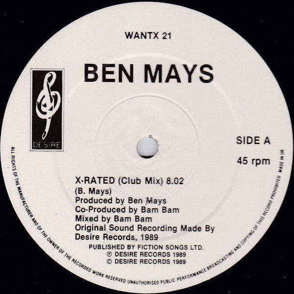 Ben Mays : X-Rated (12")