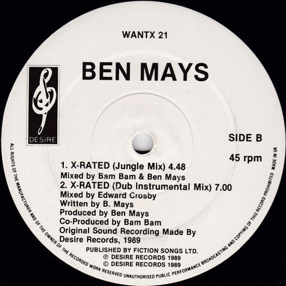 Ben Mays : X-Rated (12")