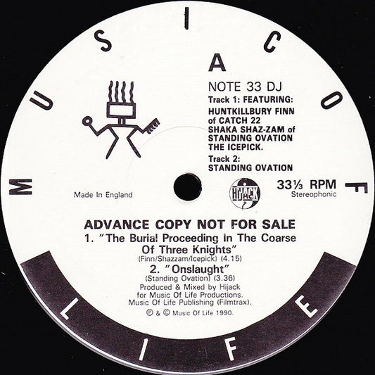 The 3 Knights / Standing Ovation : Burial Proceedings In The Coarse Of Three Knights / Onslaught (12", Promo)