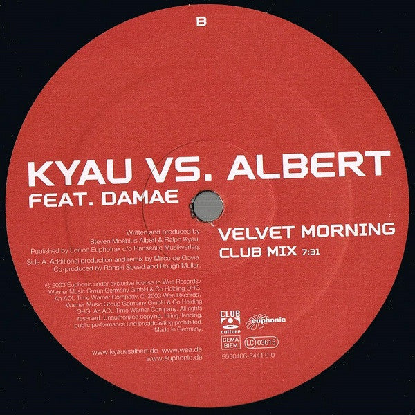 Kyau Vs. Albert* Feat. Damae : Velvet Morning  (12")