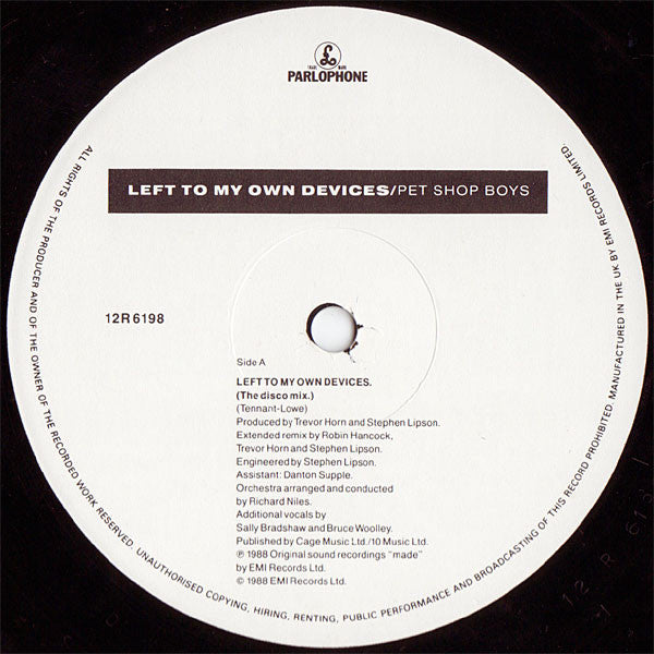 Pet Shop Boys : Left To My Own Devices (12", Single)
