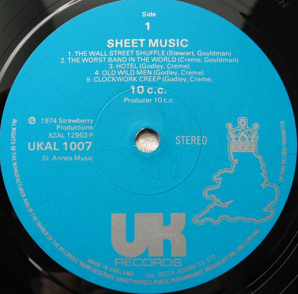 10cc : Sheet Music (LP, Album)