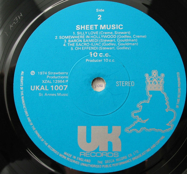 10cc : Sheet Music (LP, Album)