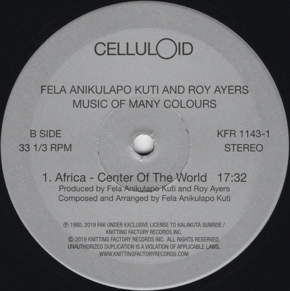 Fela Anikulapo Kuti* And Roy Ayers : Music Of Many Colours (LP, Album, RE)