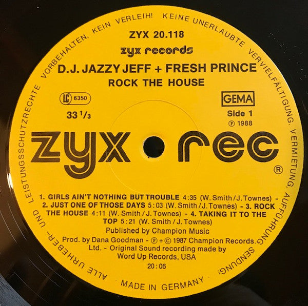 DJ Jazzy Jeff & The Fresh Prince : Rock The House (LP, Album)