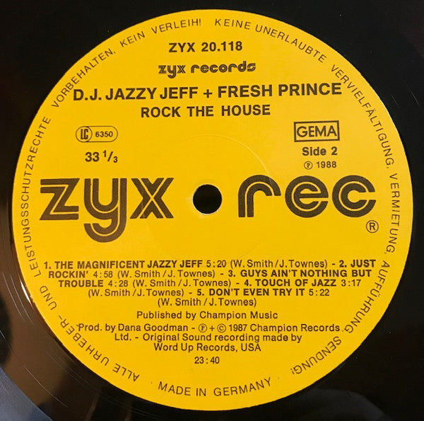 DJ Jazzy Jeff & The Fresh Prince : Rock The House (LP, Album)