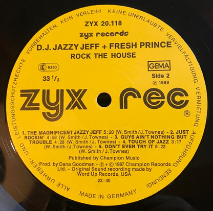 DJ Jazzy Jeff & The Fresh Prince : Rock The House (LP, Album)