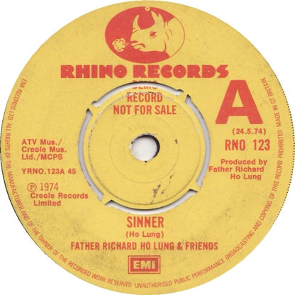 Father Richard Ho Lung & Friends : Sinner  (7", Single, Promo)