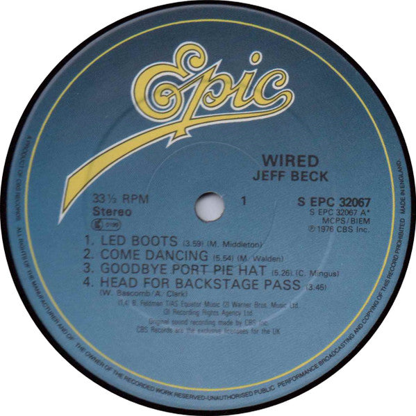 Jeff Beck : Wired (LP, Album, RE, Blu)