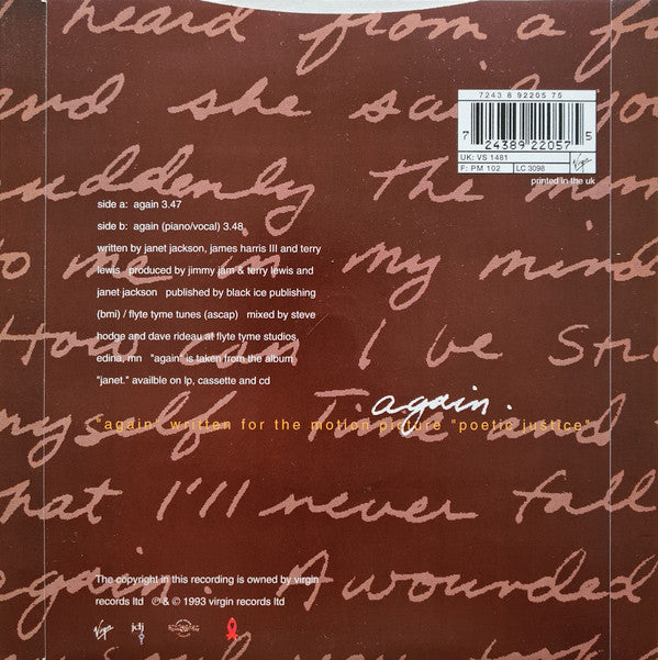 Janet Jackson : Again (7", Single)