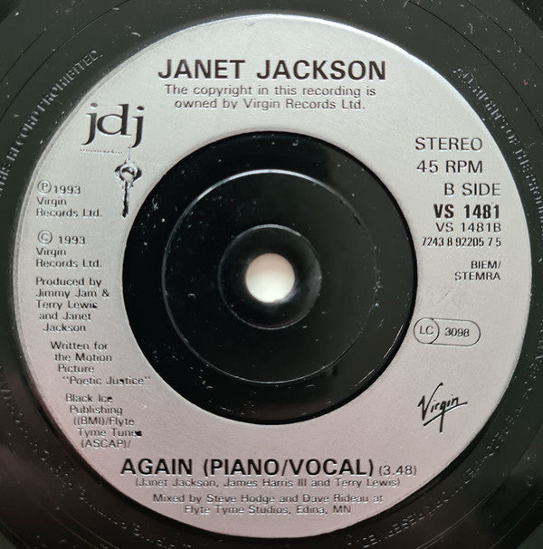 Janet Jackson : Again (7", Single)