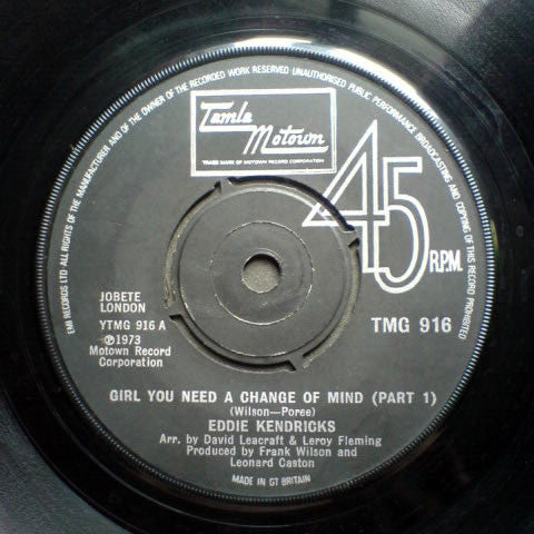 Eddie Kendricks : Girl You Need A Change Of Mind (7", Single)