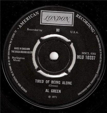 Al Green : Tired Of Being Alone (7", Single)