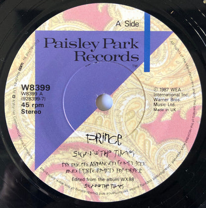 Prince : Sign "O" The Times (7", Single, Pap)