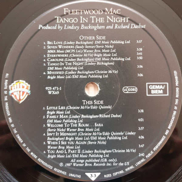 Fleetwood Mac : Tango In The Night (LP, Album)