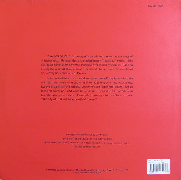 Prince FarI* : Psalms For I (LP, Album, RE)