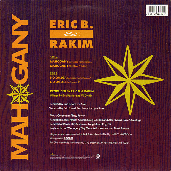 Eric B. & Rakim : Mahogany (12", Single)
