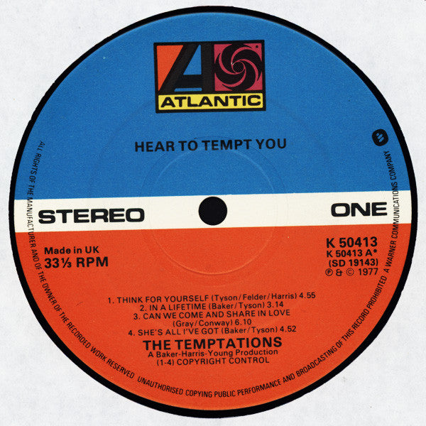 The Temptations : Hear To Tempt You (LP, Album)