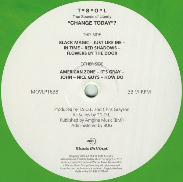 T.S.O.L. : Change Today? (LP, Album, Ltd, Num, RE, Gre)