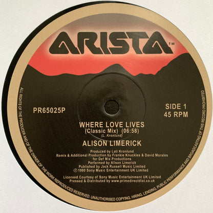 Alison Limerick : Where Love Lives (12", RSD, RE)