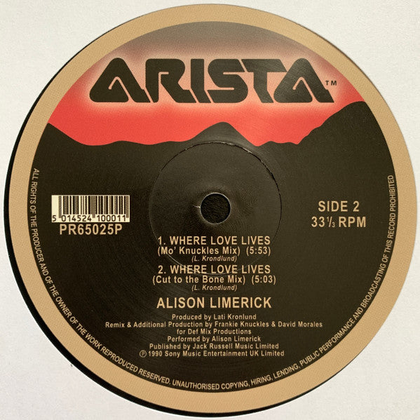 Alison Limerick : Where Love Lives (12", RSD, RE)