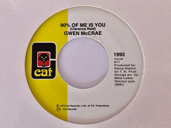 Gwen McCrae : It's Worth The Hurt / 90% Of Me Is You (7", Single, RE, RM, Whi)