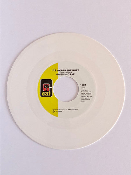 Gwen McCrae : It's Worth The Hurt / 90% Of Me Is You (7", Single, RE, RM, Whi)